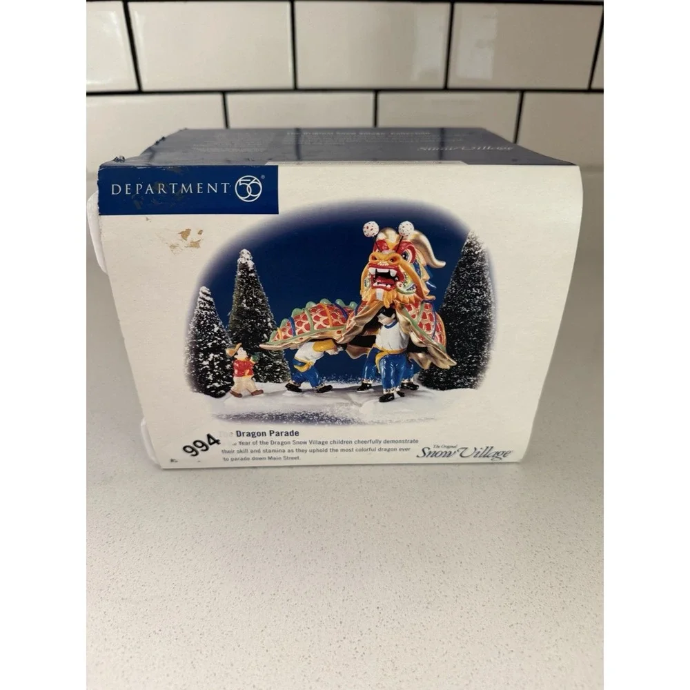 Vtg Dept 56 Snow Village Dragon Parade Chinese New Year Chinatown w/ Box -NICE!